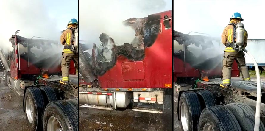 Se incendia rastra en carretera de Oro; el conductor salió con quemaduras de segundo grado