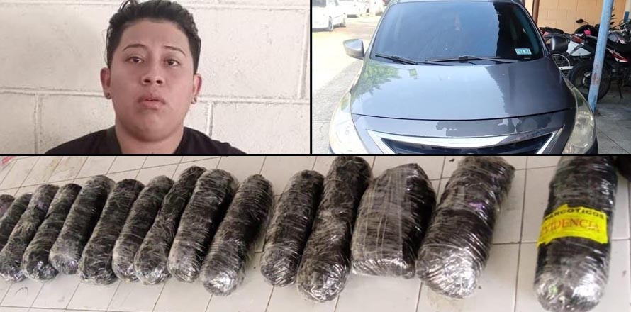 Pandillera viajaba en carro de lujo y cargada con varios paquete de hierba