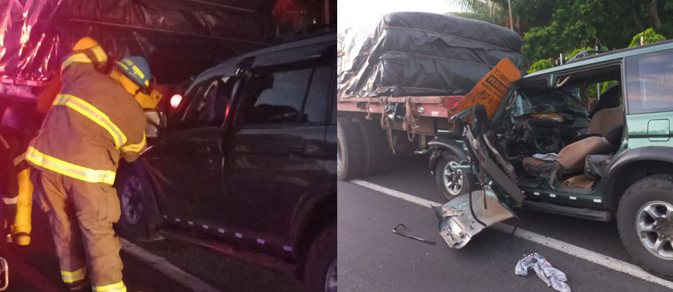 Rescatan a hombre que quedó atrapado en la cabina tras fuerte accidente carretera a Sonsonate