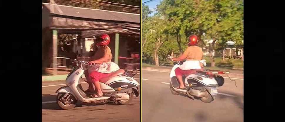 ¡Si miedo al éxito! Salvadoreña comerciante se roba las miradas al transportarse en su moto vespa