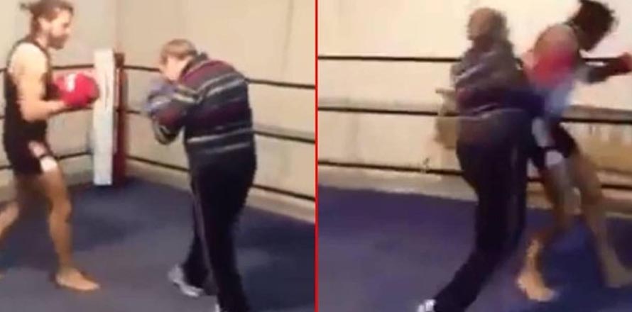 Boxeador anciano noquea a joven alumno y el video se vuelve viral