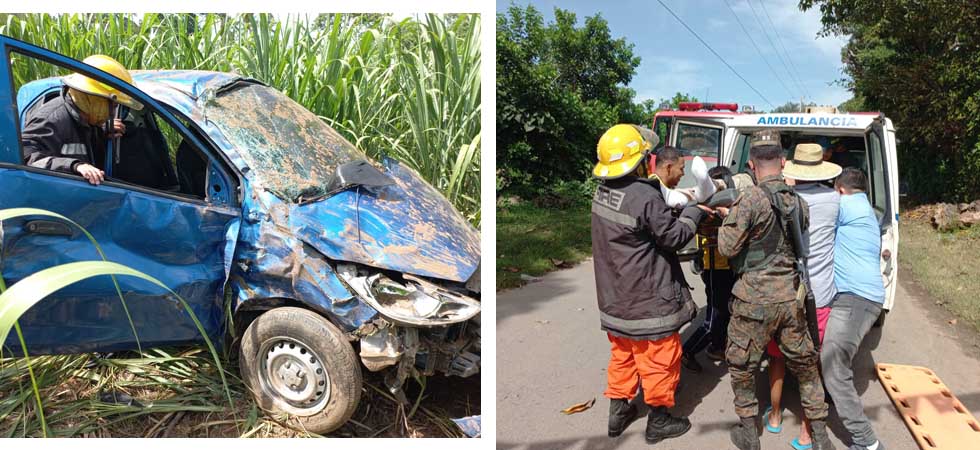 Un lesionado tras aparatoso choque en calle a la laguna de Apastepeque, San Vicente