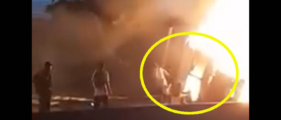 Captan angustioso instante cuando intentan auxiliar a motorista de volqueta que murió calcinado