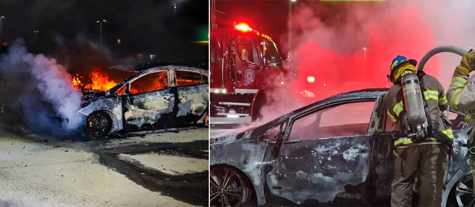 Así quedó el auto deportivo tras ser consumido por las llamas en parqueo de centro comercial