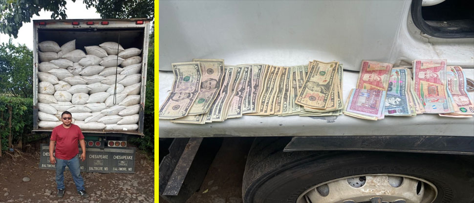 Capturan a contrabandista guatemalteco tratando de sacar del país 500 sacos de pollinaza