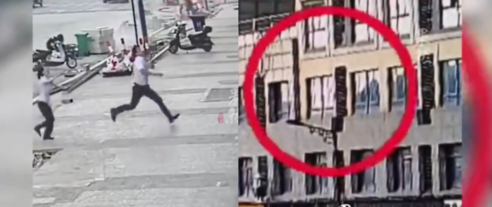 Salvan a niña que cayó del quinto piso de un edificio | VIDEO