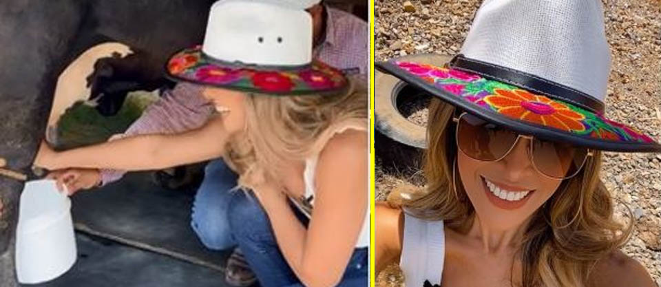 Luciana Sandoval vive la experiencia de ordeñar una vaca