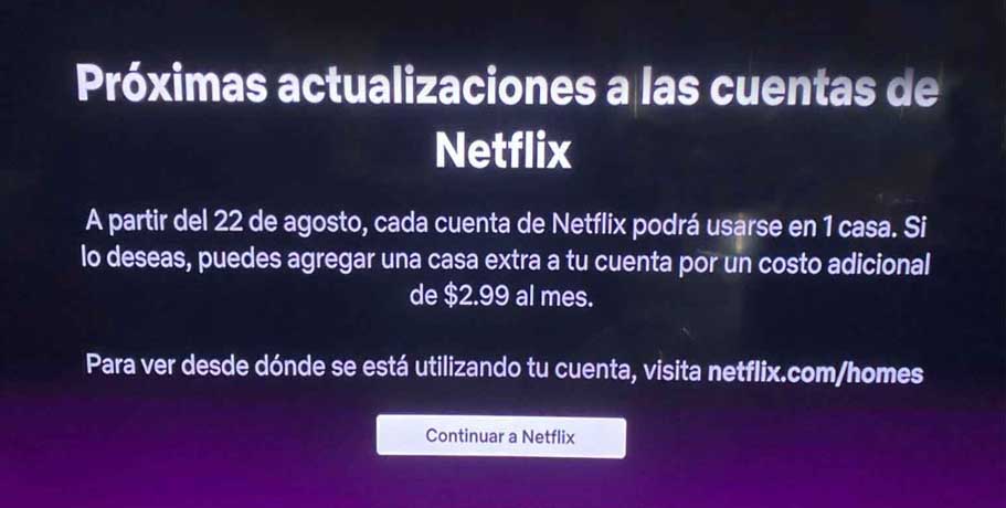 Netflix advierte a los salvadoreños que cobrará $2.99 adicional por compartir la cuenta en agosto