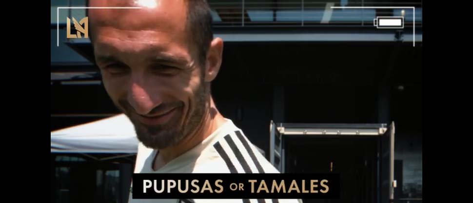 Giorgio Chiellini y sus compañeros de LAFC participan en dinámica para elegir ¿pupusas o tamales?