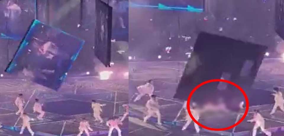 VIDEO: Pantalla gigante cae sobre dos bailarines en pleno concierto 