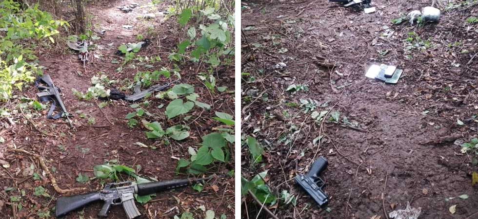 Pandilleros abandonan todo un arsenal tras enfrentarse con policías en carretera al Puerto de La Libertad