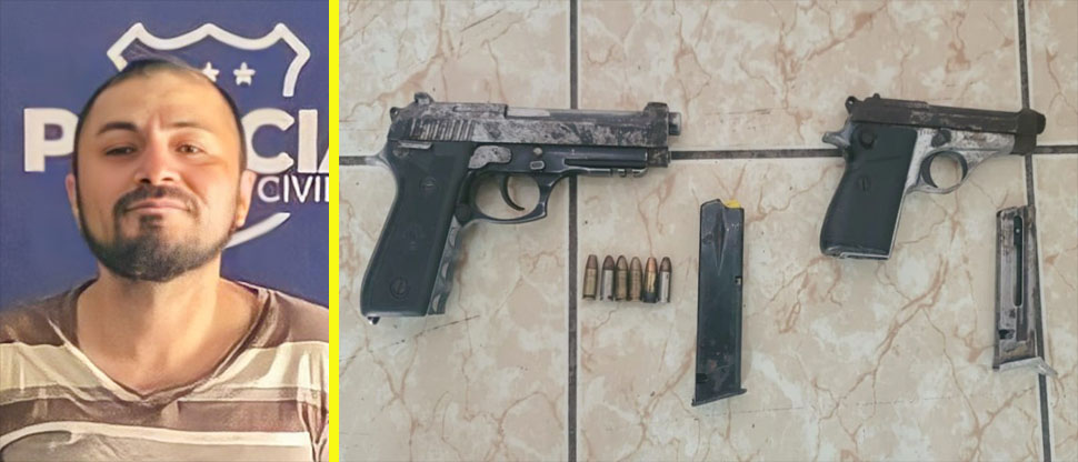 Atrapan a alias Carelo con dos pistolas y municiones en San Miguel
