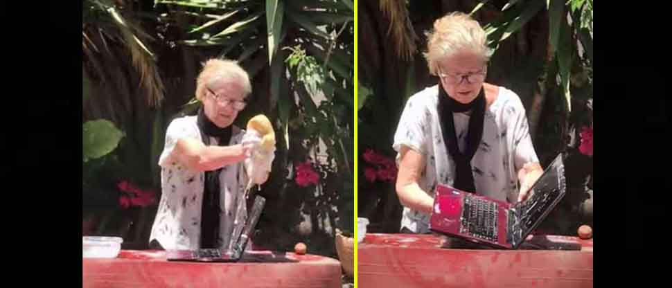 VIDEO: Abuelita lavó la laptop con agua y jabón para ayudar a su nieto a «quitarle» los virus