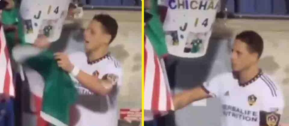 Chicharito Hernández tira la bandera de México y le negó el autógrafo a un niño