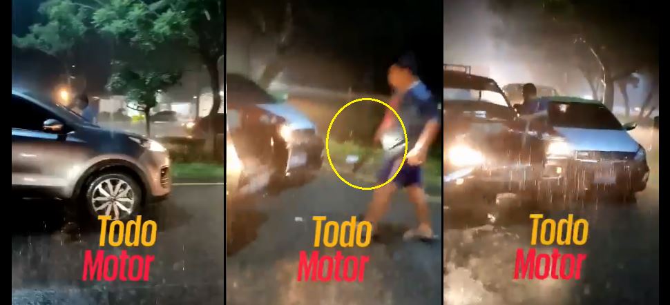 Sujeto intolerante saca un machete tras verse involucrado en accidente | VIDEO
