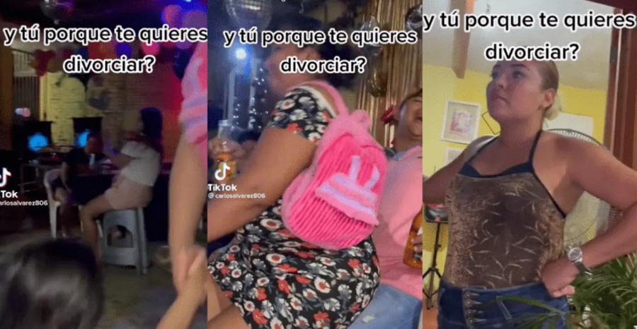 VIDEO: Mujer se sienta en las piernas de hombre casado para enojar a la esposa