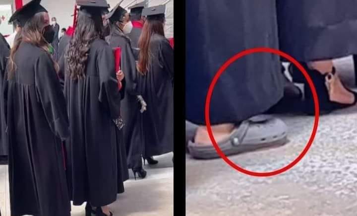 Jovencita asiste a su graduación en chanclas y se hace viral en las redes