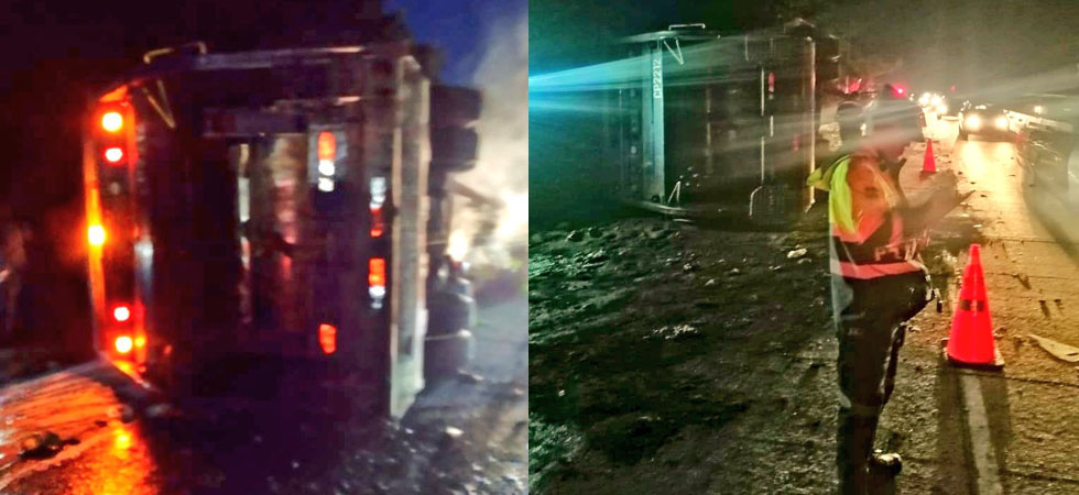 Cinco lesionados luego de choque entre bus y camión en Los Chorros