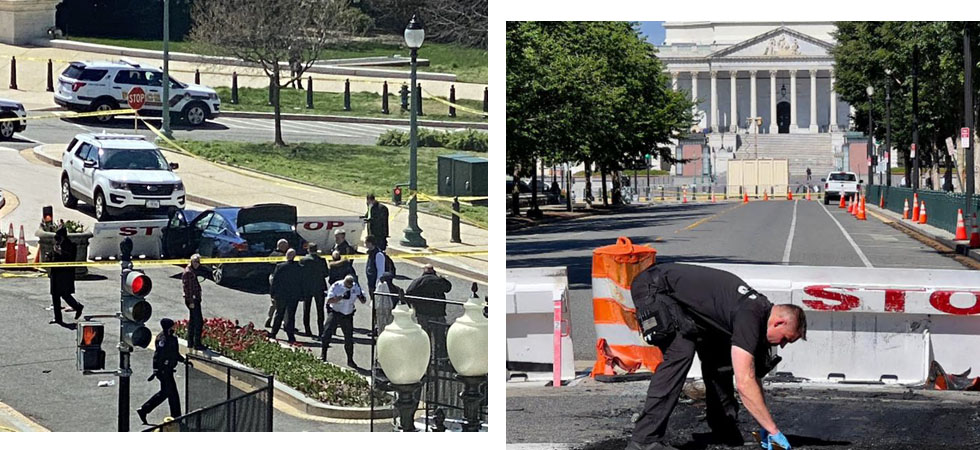 Hombre estrella su auto cerca del Capitolio, dispara y se suicida en EEUU