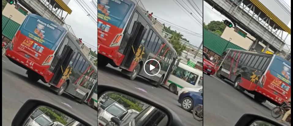 Busero por poco causa un accidente en Mejicanos por hacer un giro indebido | VIDEO