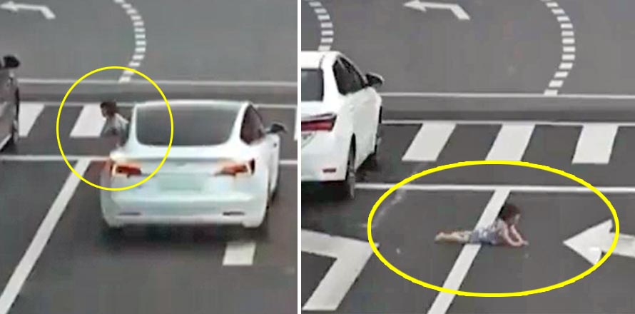 Por descuido de los padres, niña cae de un vehículo en marcha sobre una transitada carretera