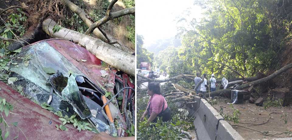 Reportan conductor fallecido tras derrumbe en carretera Los Chorros