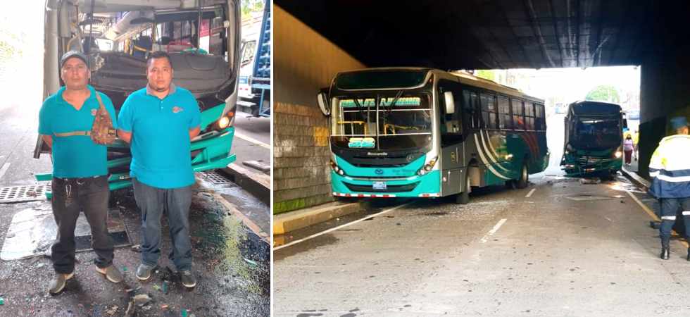 Capturan a buseros que ocasionaron fuerte accidente en la Alameda Roosevelt, San Salvador