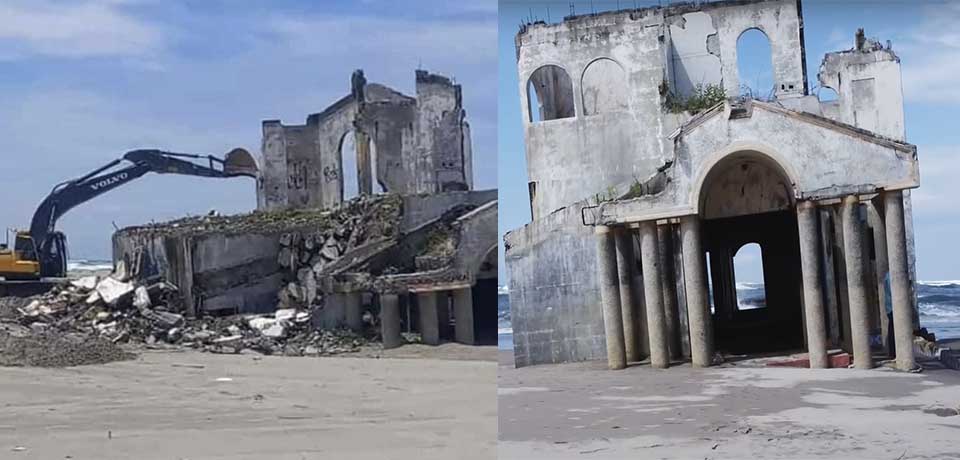 Salvadoreños lamentan que se haya demolido enigmática casa abandonada en playa La Puntilla