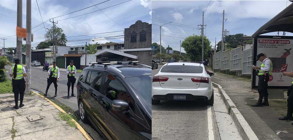 Sancionan a más de 30 conductores por estacionar en zonas no autorizadas en San Salvador