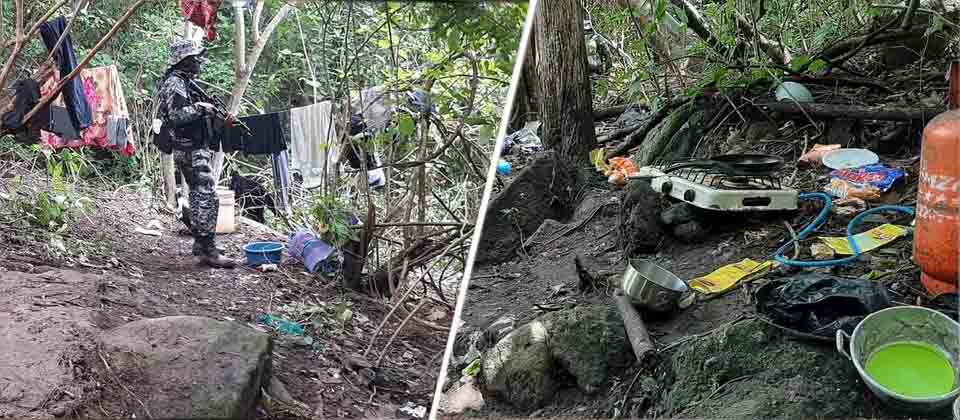 Con cocina, cacerolas y un tambo de gas,  agentes y soldados desmantelan campamento clandestino