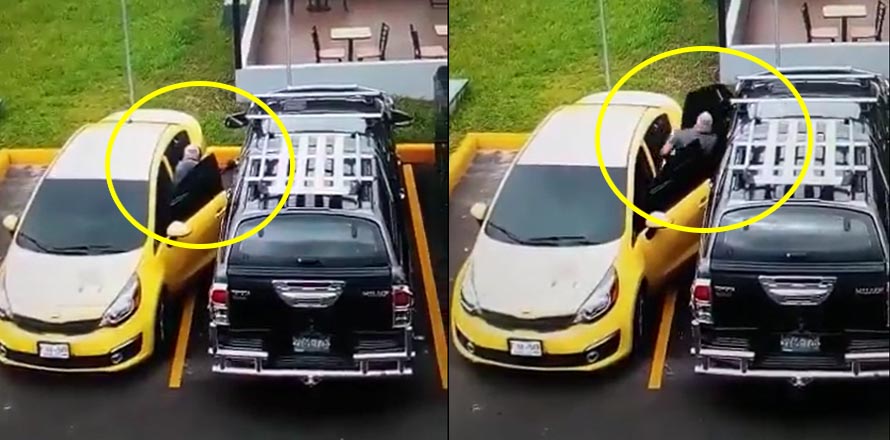 Captan a sujeto “falseando” la chapa de un carro en gasolinera de Lourdes