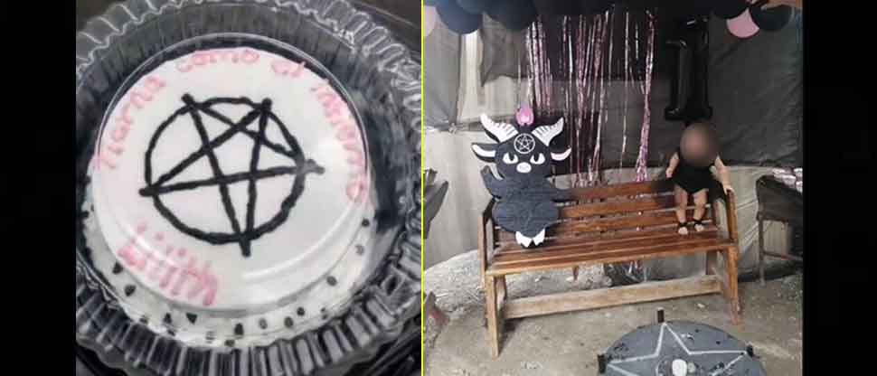Padres celebran fiesta de cumpleaños satánica para su bebé de un año