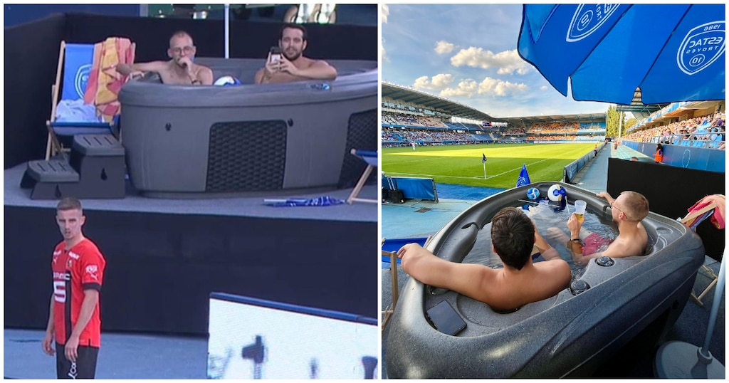 Aficionados disfrutaron de partido de Ligue 1 en un jacuzzi en el estadio