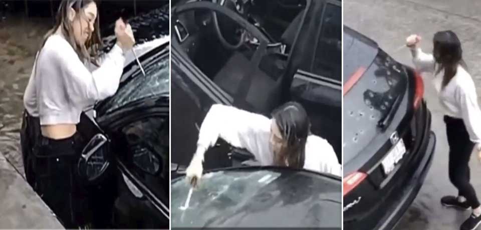 VIDEO: Novia descubre infidelidad y destroza la camioneta de la amante con un picahielo