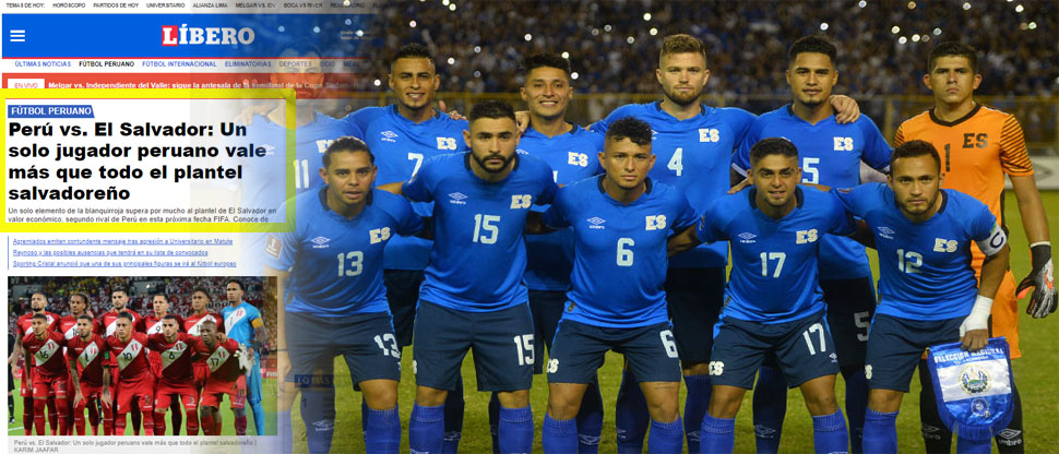 Diario menosprecia a El Salvador afirmando que solo un jugador peruano vale más que toda La Selecta 