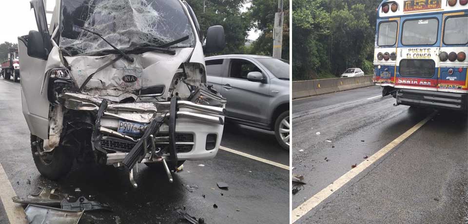 Conductor herido tras impactar de frente contra un bus