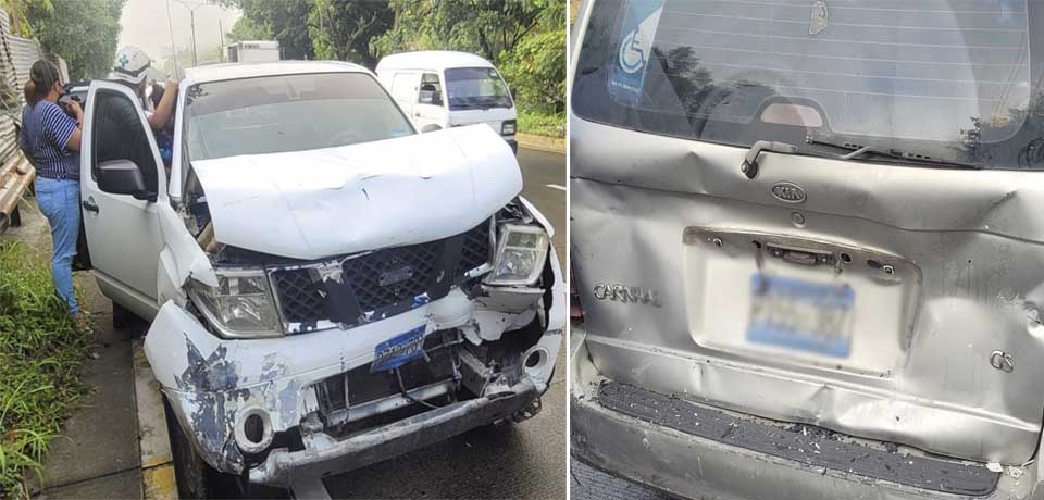 Un herido tras fuerte choque en carretera a Comalapa