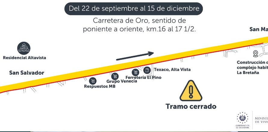 Anuncian cierre temporal en un tramo de la carretera de Oro