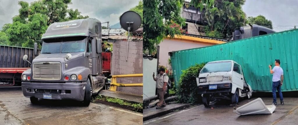Conductor pierde el control y furgón impacta contra una casa y un panelito en San Salvador | FOTOS
