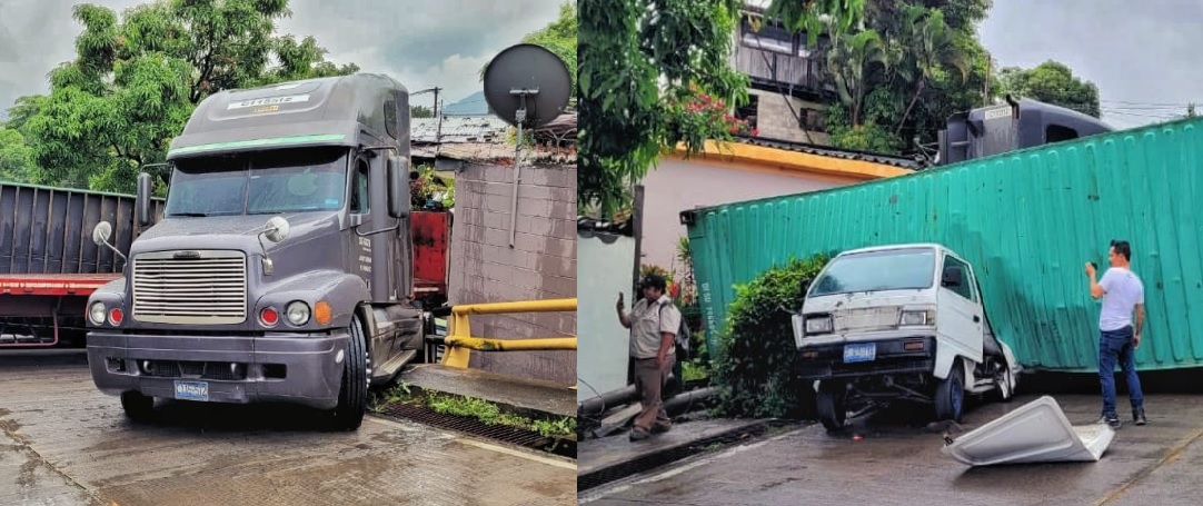 Conductor pierde el control y furgón impacta contra una casa y un panelito en San Salvador | FOTOS