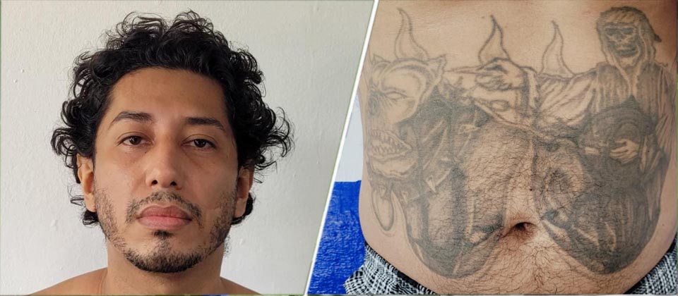 Terrorista intentó ocultar sus tatuajes de pandillero con figuras demoníacas