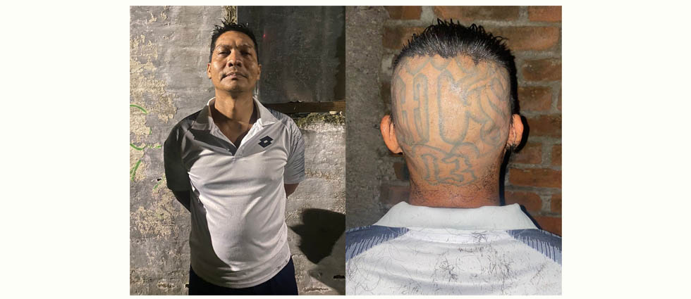Detienen a cabecilla que bajo el cabello ocultaba sus tatuajes alusivos a la MS-13