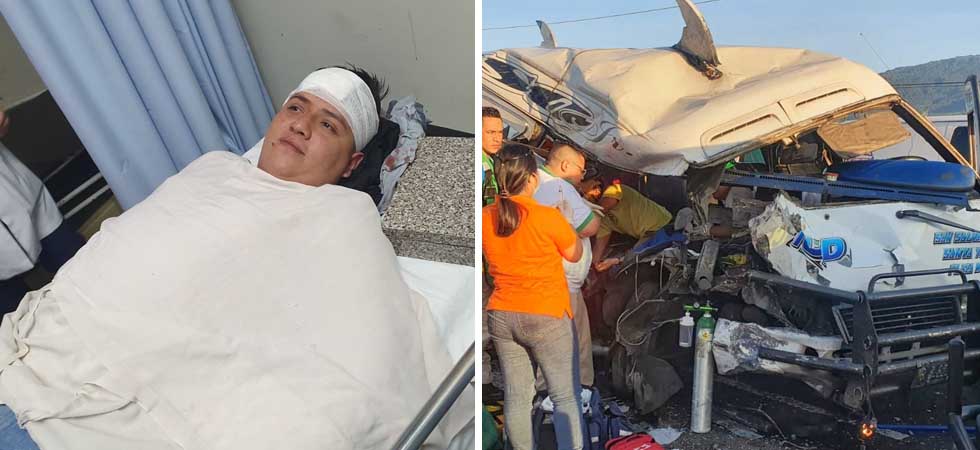 Mantienen bajo custodia policial a microbusero responsable de choque en Santa Tecla