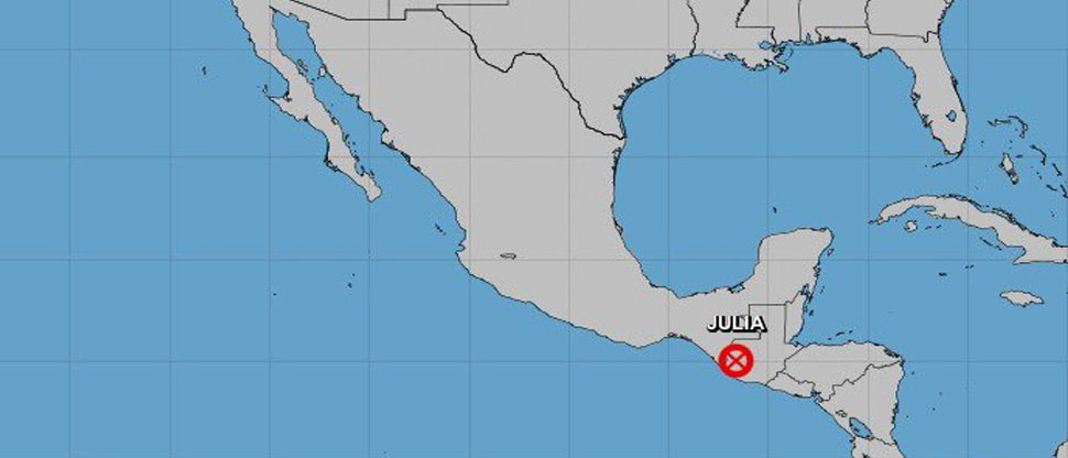 Depresión tropical Julia se disipa en territorio guatemalteco