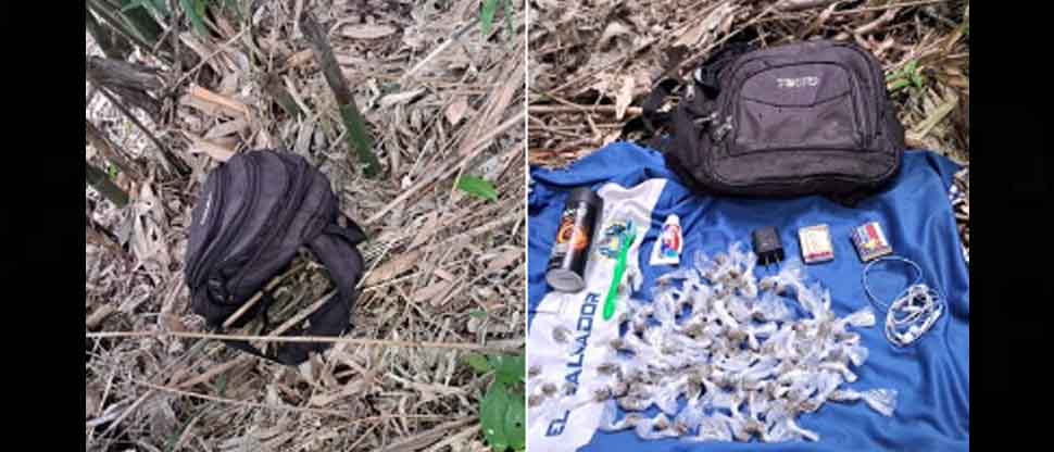 Pandilleros abandonan mochila con hierba seca en zona boscosa de Jayaque, La Libertad
