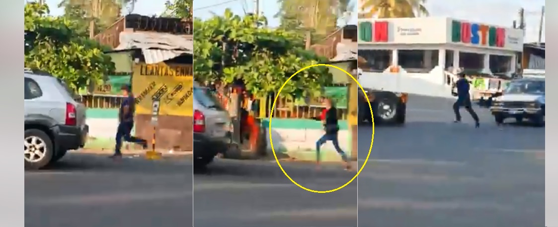 Captan a mujer mientras corre rápidamente tras un hombre en San Rafael Cedros, Cuscatlán