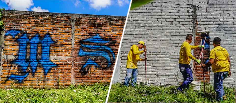 Privados del Plan Cero Ocio eliminan grafitis que pandilleros en San Juan Opico