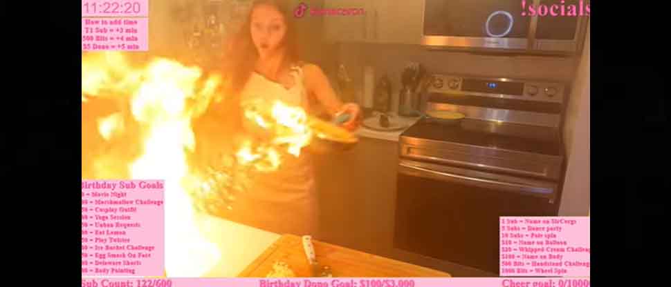 VIDEO: Influencer quemó su cocina mientras explicaba en vivo cómo preparar un platillo  