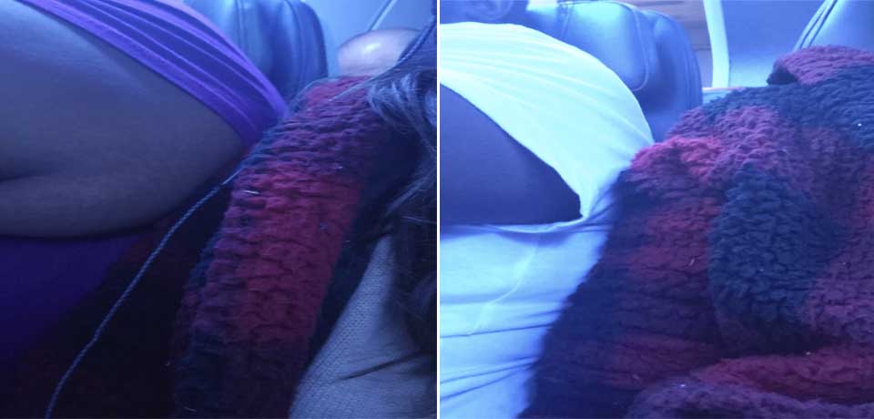 Influencer se queja en redes sociales por viajar entre dos personas de talla grande