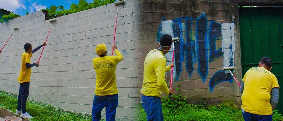 Privados en fase de confianza eliminan grafitis que pandilleros aún mantenían en San José Villanueva